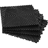 Vevor Sammenlåsende Drænmåtte, 12” x 12” Modulær Sammenlåsende Pude, 24 stk. Splejsende Drænmåtter, Skridsikre Sorte PP Drængulvfliser og Brusemåtte, til Garage, Have, Køkken og Udendørs
