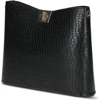 Caprice Handbag, black, made of Leather and textile, Size 1