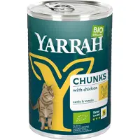 Yarrah Bio Chunks Kattefoder - Dåse - Kylling - 12 x 405 g