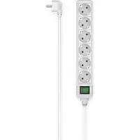 Hama - Stikdåse - med kontakt - AC 250 V - input: power CEE 7/7 - output-stikforbindelser: 6 (power CEE 7/3) - 3 m ledning - hvid