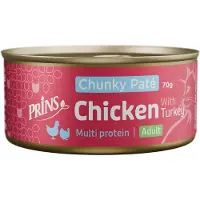 Prins Chunky Paté - Kattefoder - Kylling & kalkun - 24 x 70 g