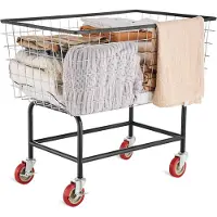 Vevor Trådvasketøjsvogn, 4,5 skæpper trådvasketøjskurv med hjul, 35''x15,7''x22'' kommerciel trådvasketøjskurv, stålramme med forkromet finish, 5'' hjul, trådkurvevogn til vask