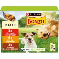 Bonzo Vådfoder i Gelé – Okse, Kylling og Lam – 12 x 85 g
