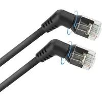 ACT Black 7 m U/FTP CAT6A slimline patchkabel m. vinklet, 360° roterbare RJ45-stik (DD1907)