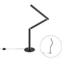 QAZQA Design gulvlampe sort inkl. LED 3-trins dæmpbar - Gate