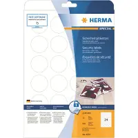 Herma Etiketter Special 40mm rund hvid mat permanent selvklæbende sikkerheds/forseglings filmmærkater m/25 ark x 24 etiketter (600 stk.)