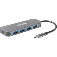 D-Link DUB-2340 - Hub - 4 x SuperSpeed USB 3.0 + 1 x USB-C (strømforsyning) - desktop