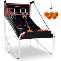 Vevor Sammenklappeligt Basketball Arkadespil, Indendørs Basketballspil til 2 Spillere, Hjemme Dual Shot Sport med 5 Bolde, 8 Spiltilstande, Elektronisk Scoreboard og Oppustningspumpe, til Børn, Voksne
