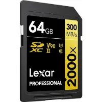 Lexar Professional - Flashhukommelseskort - 64 GB - Video Class V90 / UHS-II U3 / Class10 - 2000x - SDXC UHS-II