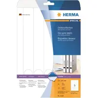 Herma Special - Papir - mat - permanent selvklæbende - hvid - 34 x 297 mm 125 etikette(r) (25 ark x 5) uigennemsigtige mappemærkater