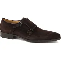 Giorgio Armani Amalfi Sko Monk Strap Ruskind Brun måle