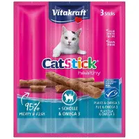Vitakraft Cat Stick Mini - Rødspætte & Omega 3 - 8 + 2 gratis