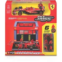 Bburago Set Box Ferrari Sf23 Carlos Sainz With 6 Mechanics Bil
