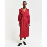 Gant Ganttil kvinder. 4503360 Stribet skjortekjole i rød satin (34), Casual, Viscose, Lange ærmer