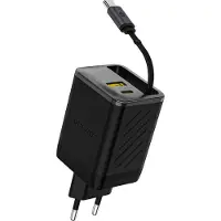 Dudao A67EU GaN-oplader 67 W / vægoplader med indbygget USB-C-kabel / USB-C-oplader med USB-A og hurtig opladning