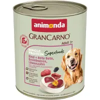 Animonda GranCarno Økonomipakke: 24 x 800 g Adult Single Protein Superfoods - Kylling & spinat, hindbær, græskarfrø