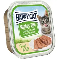 Happy Cat Minkas Duo Paté - Fjerkræ og lam - 16 x 100 g