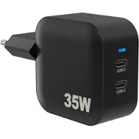 Sinox PRO 230V 2xUSB-C PD oplader 35W. Sort