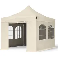 TOOLPORT 3x3m, aluminium, easy-up-pavillon, 4 sidedele, creme