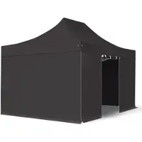 TOOLPORT 3x4,5m, aluminium, easy-up-pavillon, 4 sidedele, sort