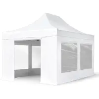 TOOLPORT 3x4,5m, aluminium, easy-up-pavillon, 4 sidedele, hvid
