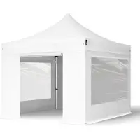 TOOLPORT 3x3m, aluminium, easy-up-pavillon, 4 sidedele, hvid