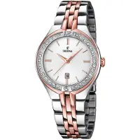 Festina Dameur F16868-2 Dress Hvid/Rosaguldtonet stål Ø33 mm