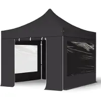TOOLPORT 3x3m, aluminium, easy-up-pavillon, 4 sidedele, sort