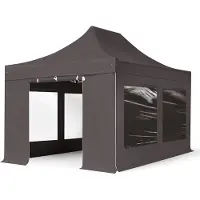 TOOLPORT 3x4,5m, aluminium, easy-up-pavillon, 4 sidedele, mørkegrå
