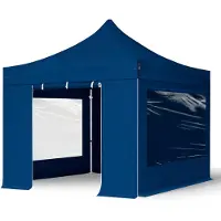 TOOLPORT 3x3m, aluminium, easy-up-pavillon, 4 sidedele, mørkeblå