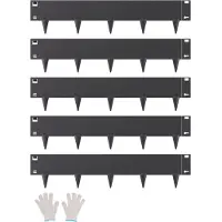 Vevor Stål Landskabskant, 5 pakker 39 x 5 tommer Rustbestandig Metal Landskabskant, Bøjelig Havekant, Kraftig Plænekant, Nem at Installere, Blomsterbed Havestiopdeler Sort