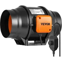 Vevor Inline-kanalventilator, 152,4 mm 323,7 CFM med variabel hastighedsregulator, stille AC-motorventilations-udsugningsventilator til kølebooster, væksttelte, hydroponik