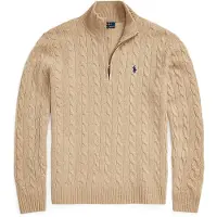 Ralph Lauren Polo Ralph Laurentil mænd. 710876766006 Beige strikket pullover med lynlås (L), Casual, Bomuld, Klassisk