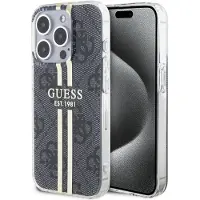GUESS IML 4G Gold Stripe-etui til iPhone 15 Pro - sort