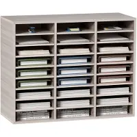 Vevor 27 rums trælitteraturorganisator, justerbare hylder, postcenter af medium densitetsfiberplade, kontoropbevaring til hjemmeskole, filer, dokumenter, papirer, magasiner, grå