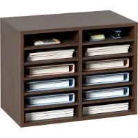 Vevor litteraturarrangører, kontorpostkasse med 12 rum og justerbare hylder, litteratursorterer i træ 20,4 x 12 x 16,1 tommer til kontor, hjem, klasseværelse, postrumsorganisering, EPA-certificeret br