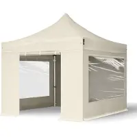 TOOLPORT 3x3m, aluminium, easy-up-pavillon, 4 sidedele, creme