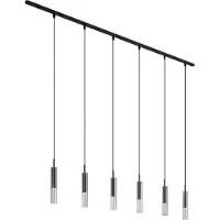 QAZQA Moderne skinnesystem sort med 6 pendellamper sort med røgglas 1-faset - Slimline Loyce