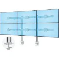 StarTech.com Six-Monitor Desk Mount w/ Crossbar Up To 32" Screens/17.6lb mounting kit - for 6 LCD displays - column dual - white