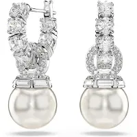 Swarovski Øreringe 'Matrix' sølv / transparent / perlehvid