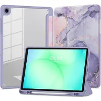 Tech-Protect Samsung Galaxy Tab A11+/A9+ Tech-Protect SmartCase Pen Hybrid Tri-Fold Folio Etui - Violet Marmor