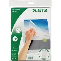Leitz kvalitets omslag A4, 130my, 10 stk i pose, 30 % recirkuleret plast (præ-consumer) Klar - (10 stk.)