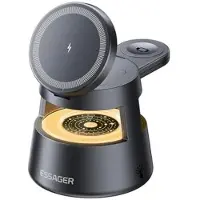 Essager 4-i-1 magnetisk trådløst opladningsstativ - 15W - Sort