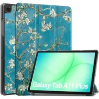 Mtp Products Samsung Galaxy Tab A11+ Tri-Fold Series Smart Folio-etui - Hvide blomster