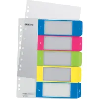 Leitz WOW A4+ - Deler - 5 dele - præ-trykt: 1-5 - med faneblade - gennemsigtig, mange farver