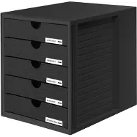 HAN SYSTEMBOX 1450-13 Skuffeboks sort A4 med 5 skuffer