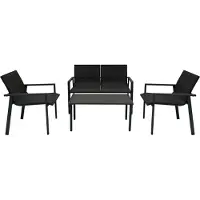 MonsterShop Rattan havemøbelsæt - Sort