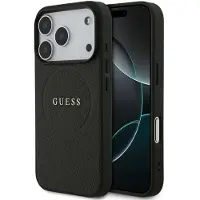 GUESS Grained Ring MagSafe-etui til iPhone 17 Pro - sort