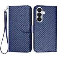 Mtp Products Samsung Galaxy S26 Premium Wallet-etui med rem - kulfiberstruktur - Kulstofblå