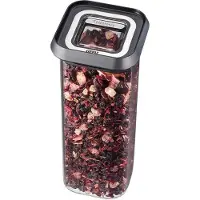 GEFU PANTRY mini, Container, Rektangulær, 0,4 L, Sort, Transparent, Borosilikatglas, Plast, Silikone, Rustfrit stål, 70 mm